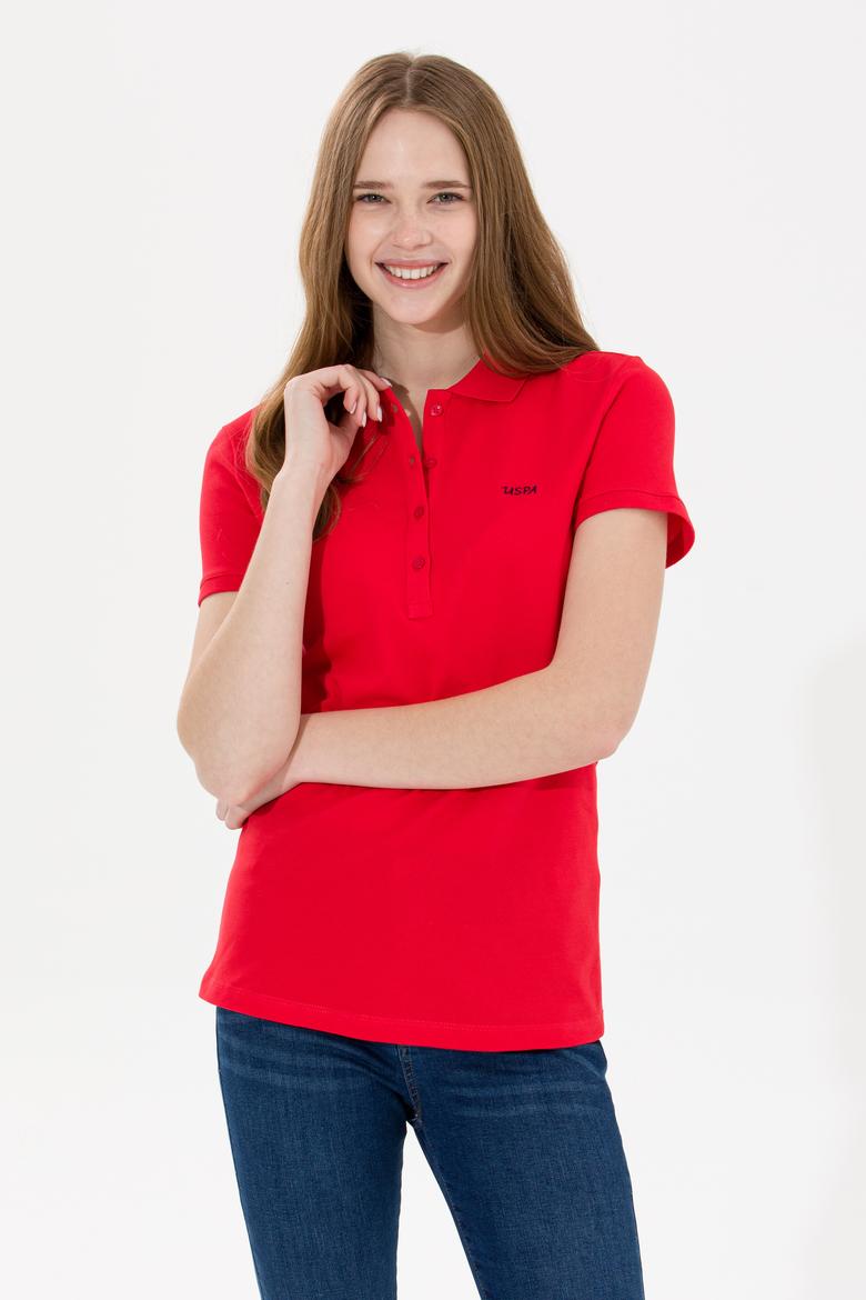 Kadın Kırmızı Basic Polo Yaka Tişört - 50266348120
