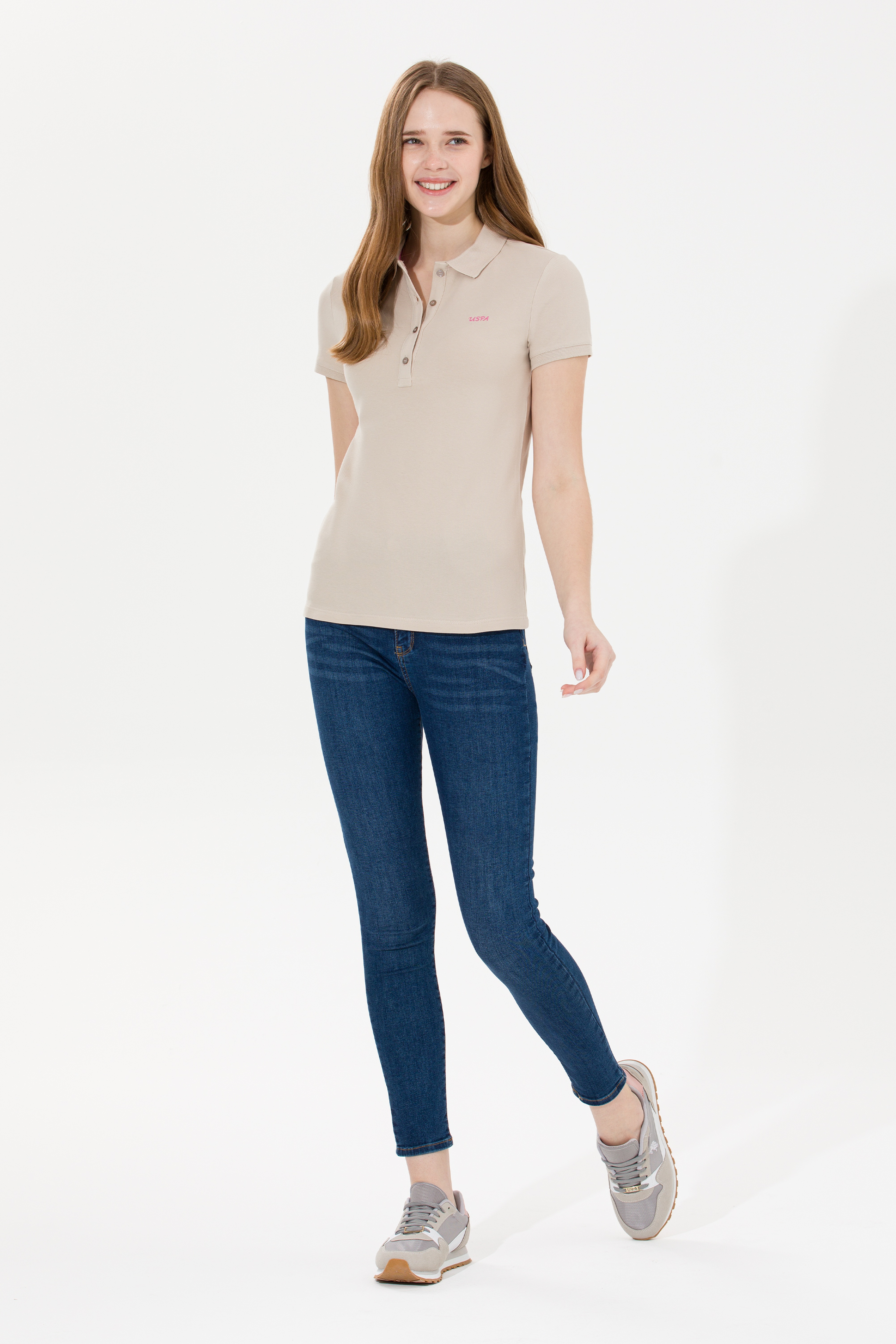 Kadın Taş Basic Polo Yaka Tişört - Image 3