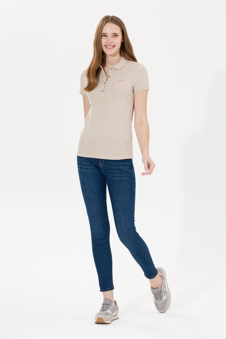 Kadın Taş Basic Polo Yaka Tişört - 50266348152