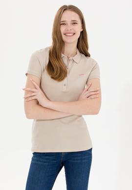 Kadın Taş Basic Polo Yaka Tişört - 50266348152