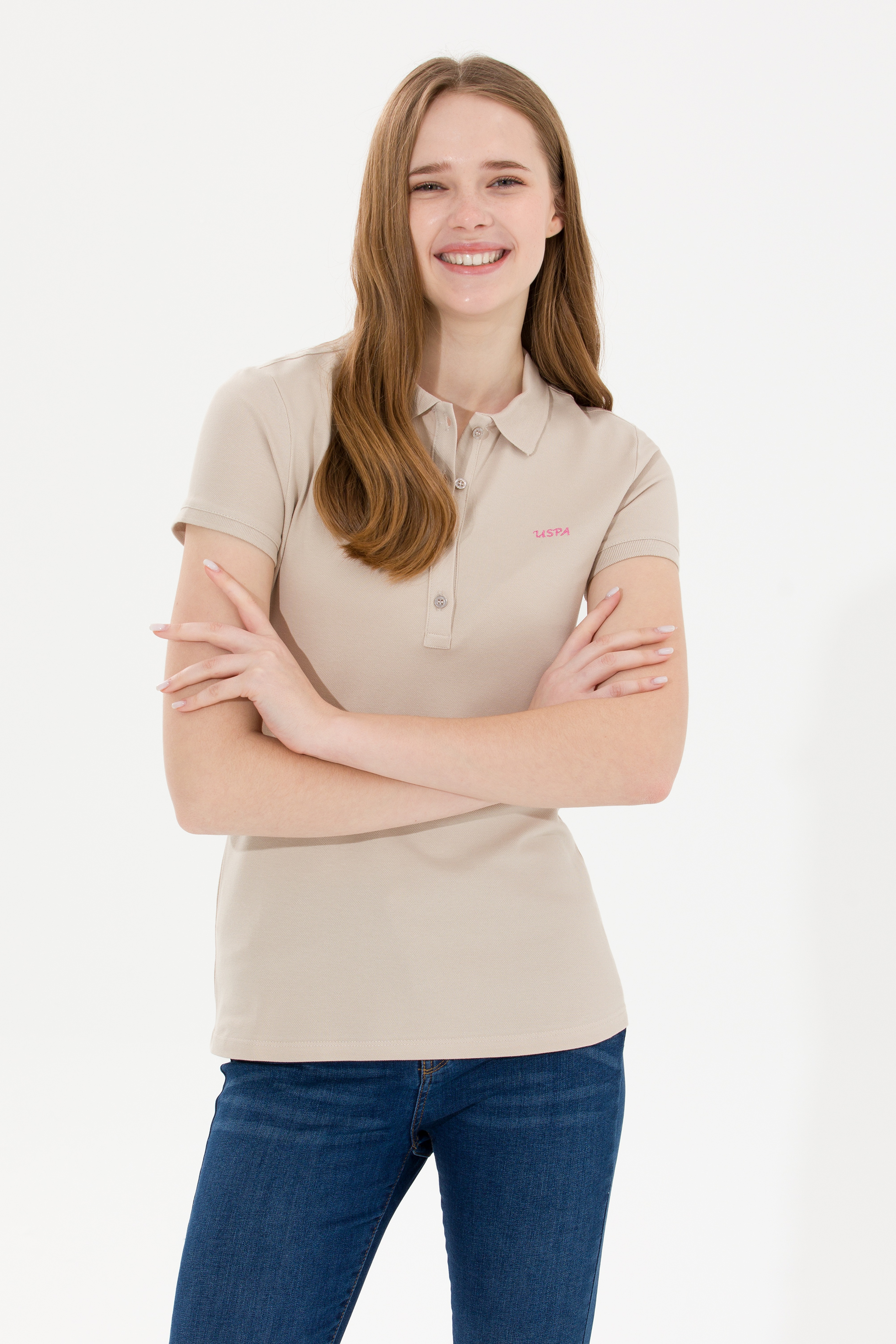 Kadın Taş Basic Polo Yaka Tişört - Image 4