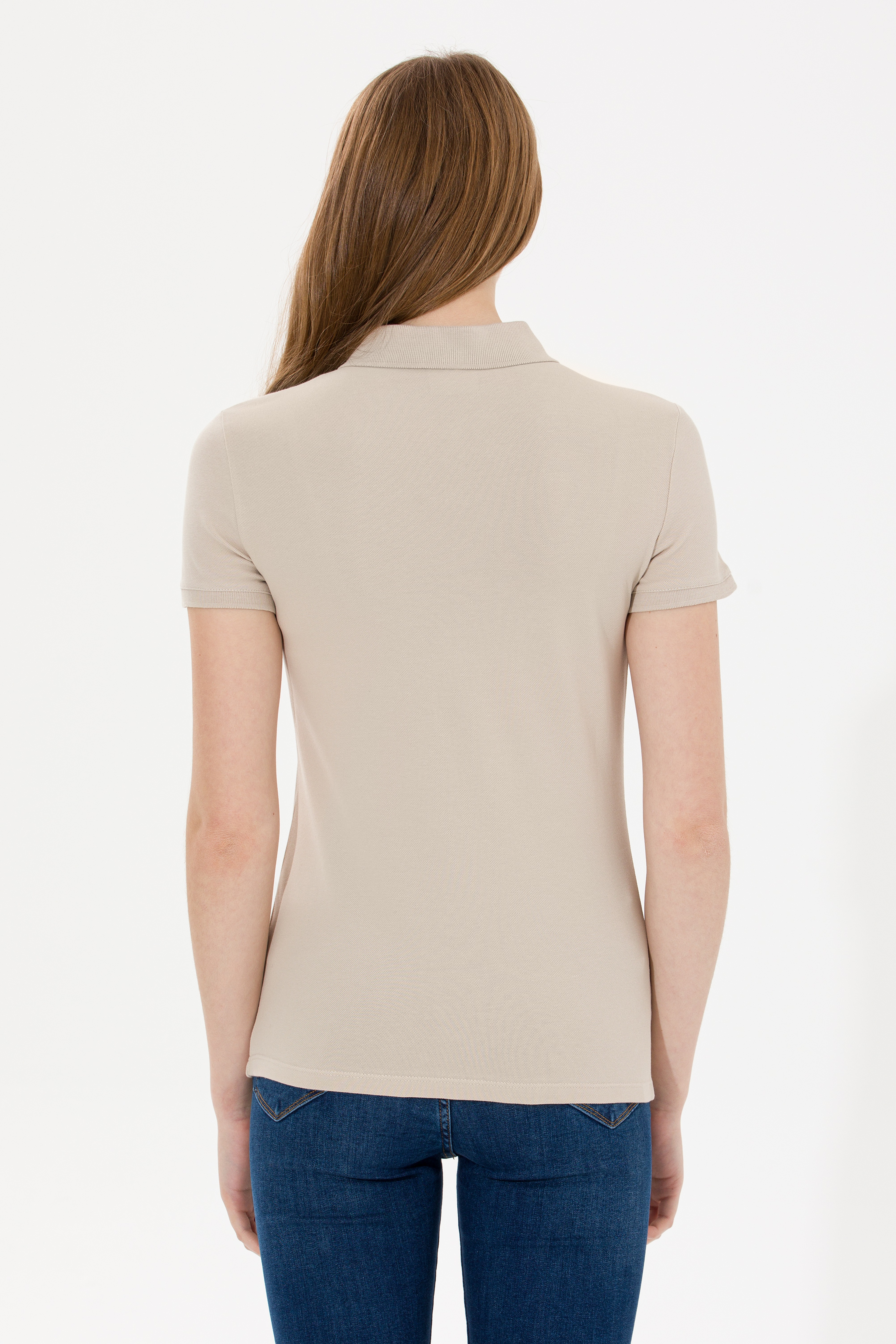 Kadın Taş Basic Polo Yaka Tişört - Image 5