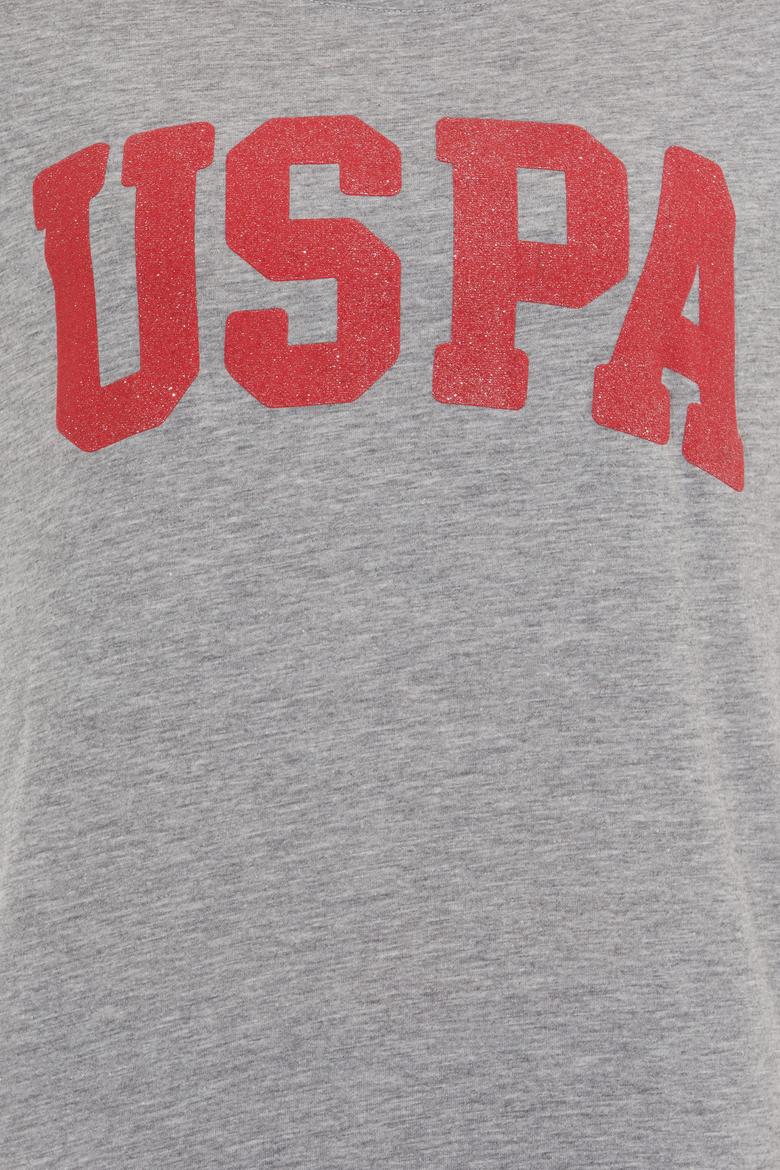 Kadın Gri Melanj Bisiklet Yaka Tişört - 50269557040