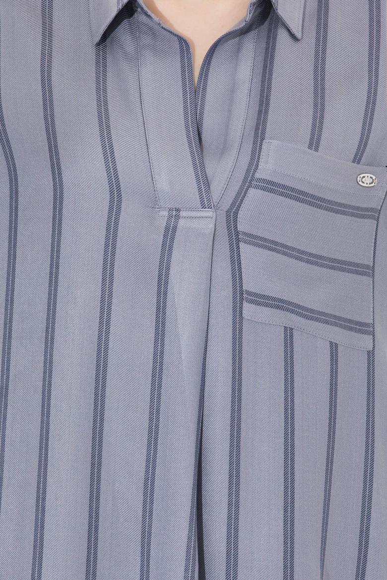 Kadın Gri Melanj Uzun Kollu Gömlek - 50253459010