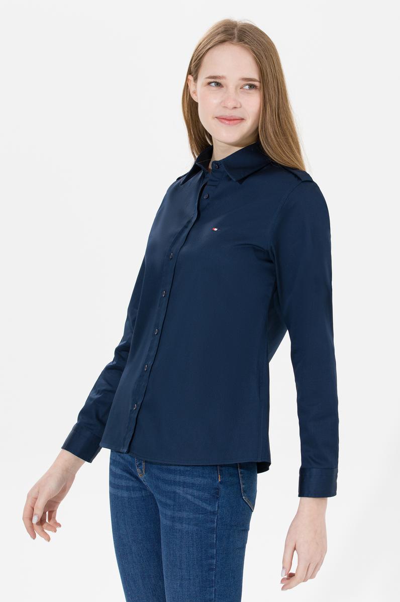 Kadın Lacivert Uzun Kollu Gömlek