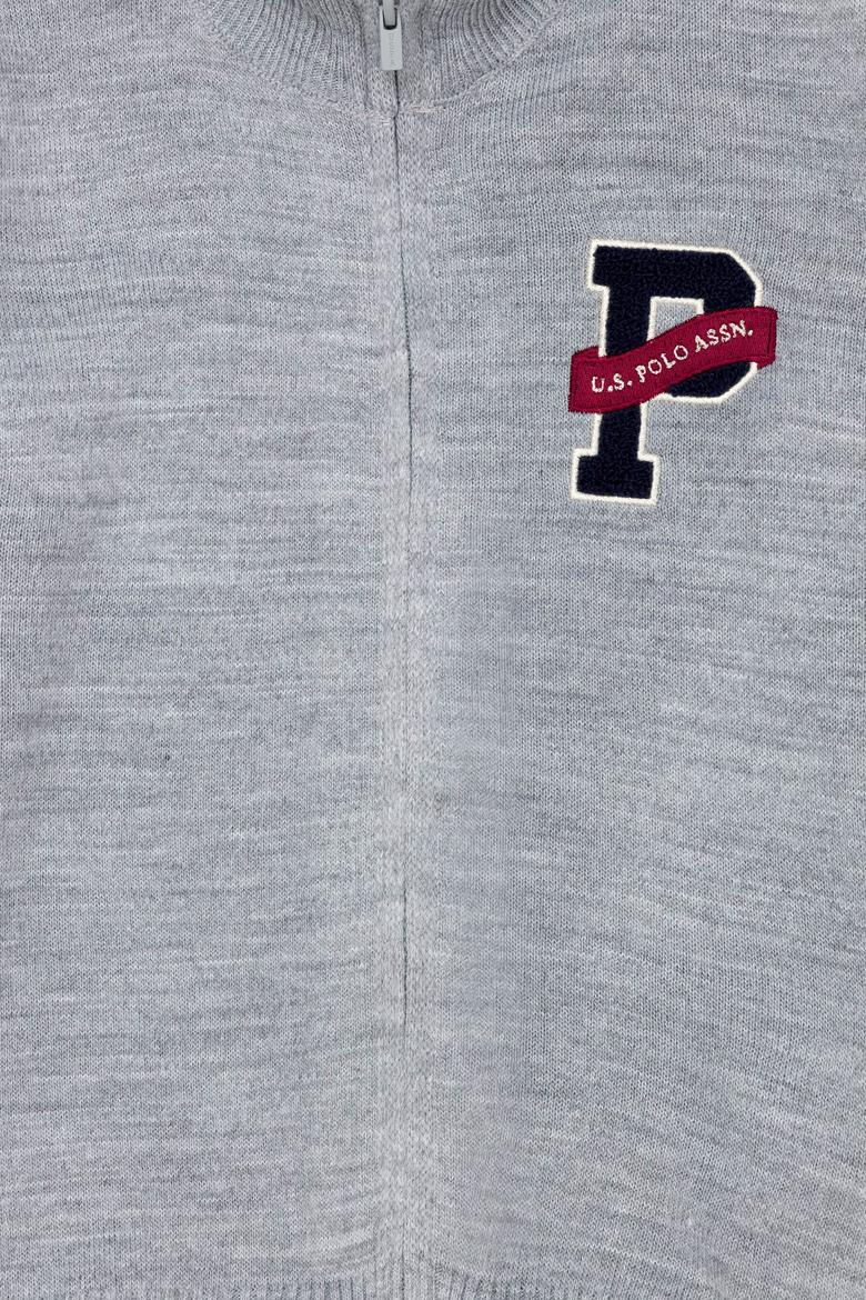 Erkek Çocuk Gri Melanj Fermuarlı Triko Hırka - 50256171018