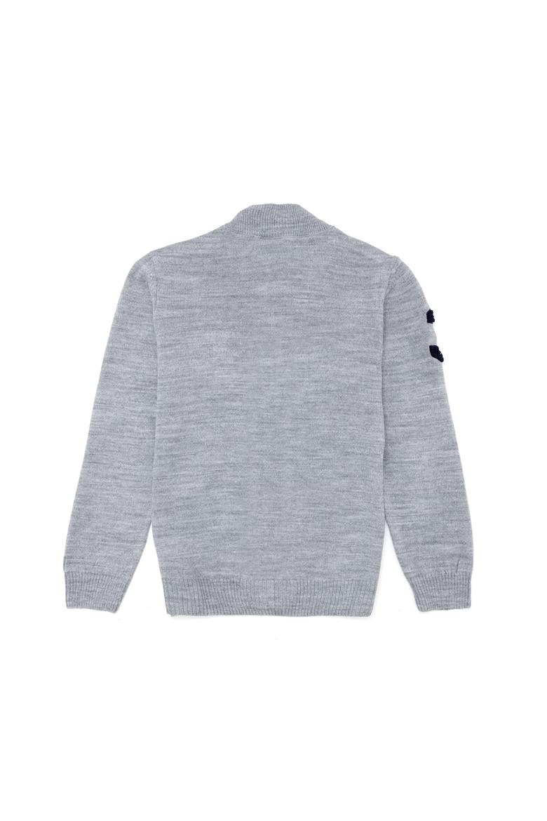 Erkek Çocuk Gri Melanj Fermuarlı Triko Hırka - 50256171018