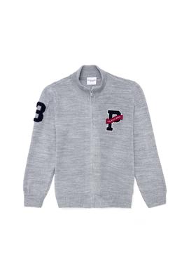 Erkek Çocuk Gri Melanj Fermuarlı Triko Hırka - 50256171018