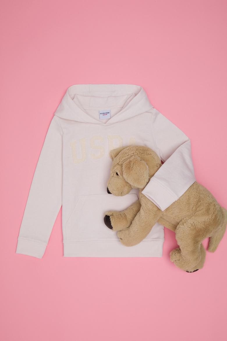 Çocuk Ekru Basic Kapüşonlu Sweatshirt