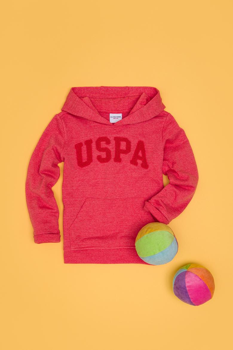 Çocuk Kırmızı Basic Kapüşonlu Sweatshirt