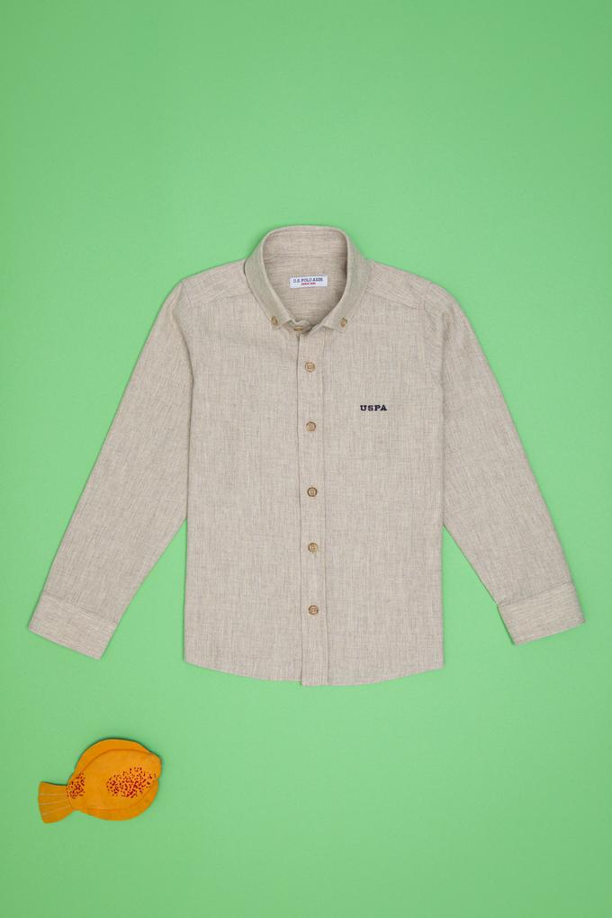 Erkek Çocuk Bej Uzun Kollu Gömlek