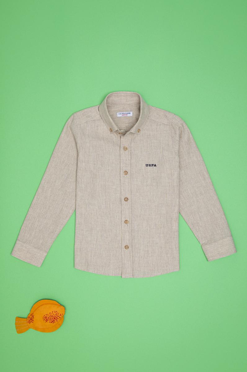Erkek Çocuk Bej Uzun Kollu Gömlek
