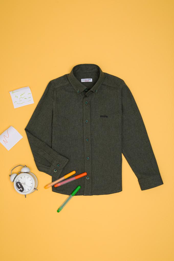 Erkek Çocuk Yeşil Uzun Kollu Gömlek