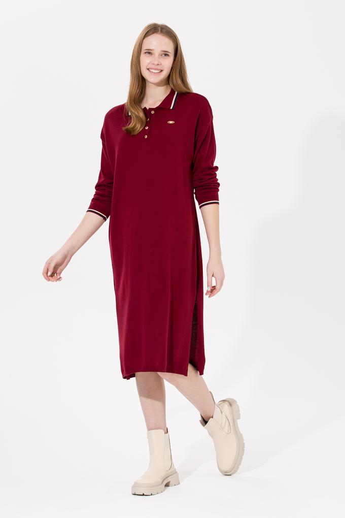 Kadın Vişne Triko Elbise