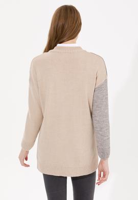 Kadın Vizon Melanj V Yaka Kazak - 50256610013