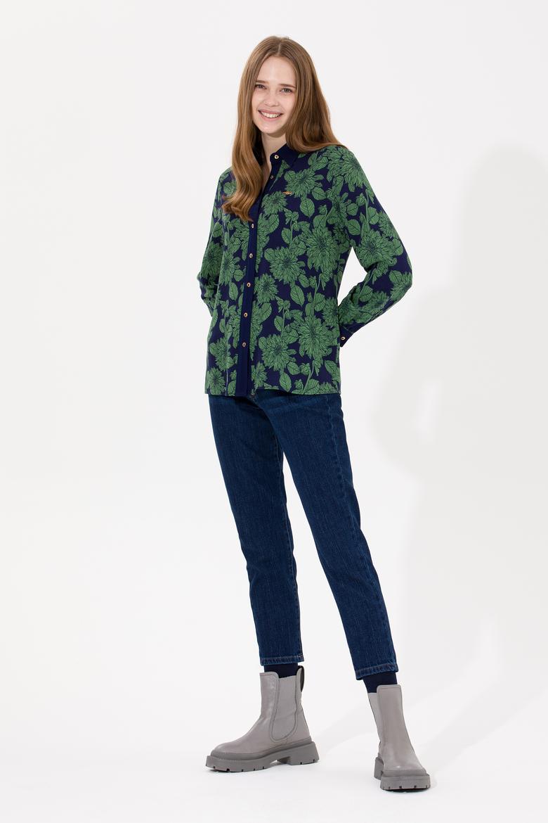 Kadın Mavi Uzun Kollu Gömlek - 50253562034