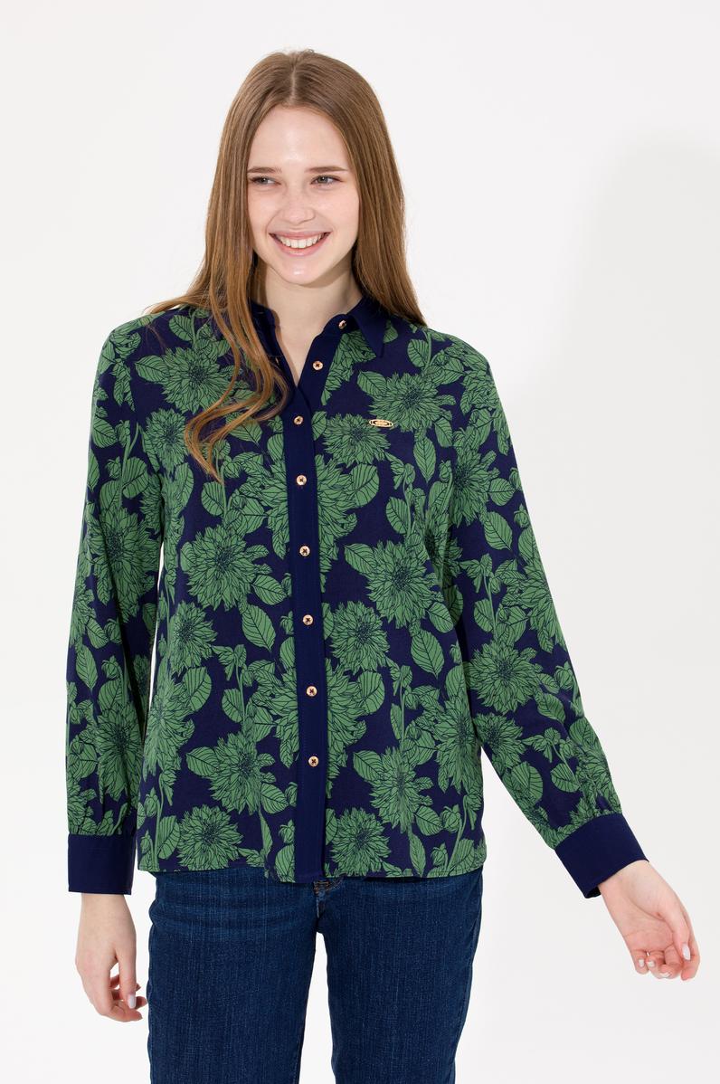 Kadın Mavi Uzun Kollu Gömlek