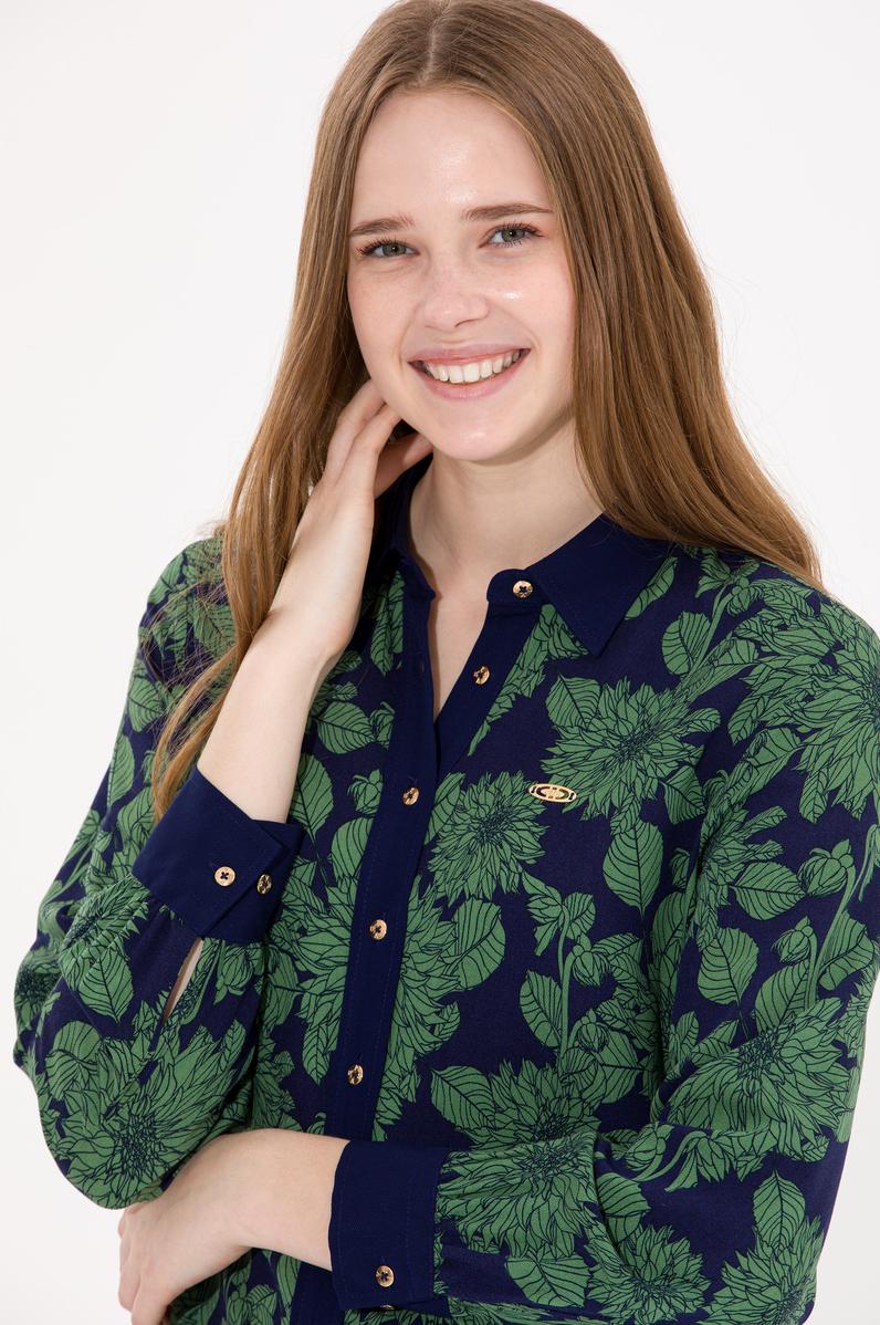 Kadın Mavi Uzun Kollu Gömlek