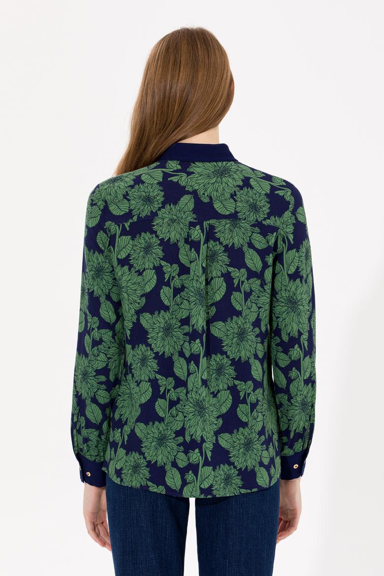 Kadın Mavi Uzun Kollu Gömlek - 50253562034