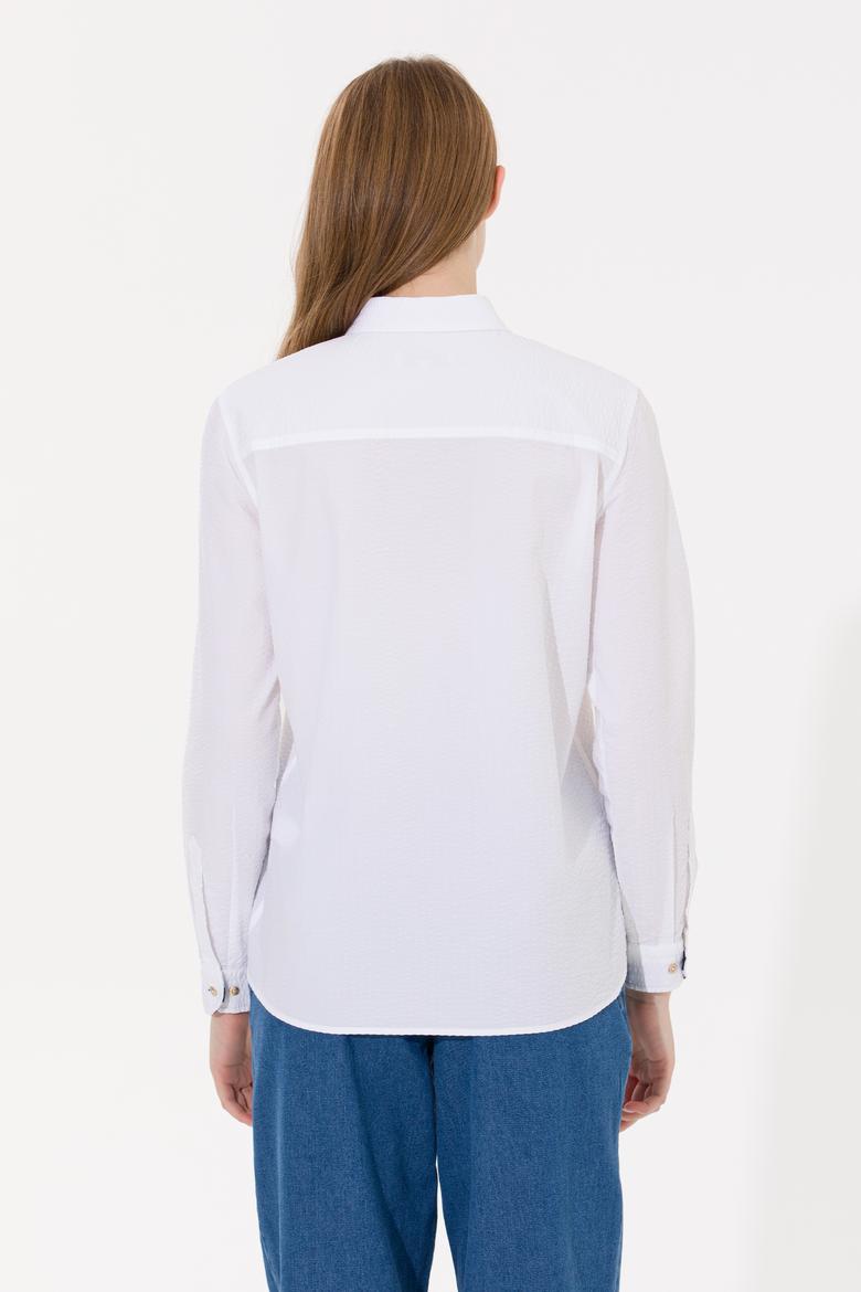 Kadın Beyaz Uzun Kollu Gömlek - 50255073005