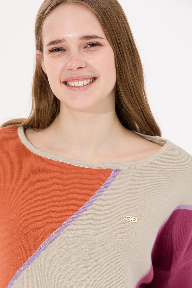 Kadın Taş Melanj Bisiklet Yaka Kazak - 50256632012