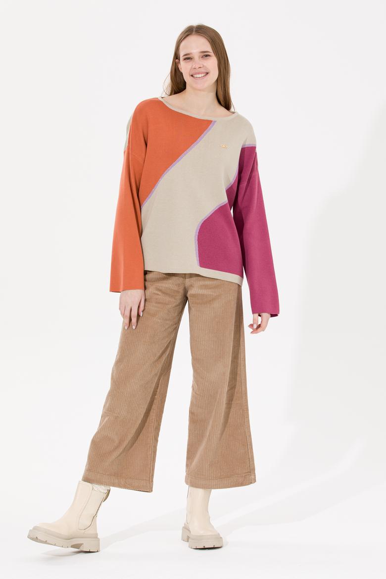 Kadın Taş Melanj Bisiklet Yaka Kazak - 50256632012