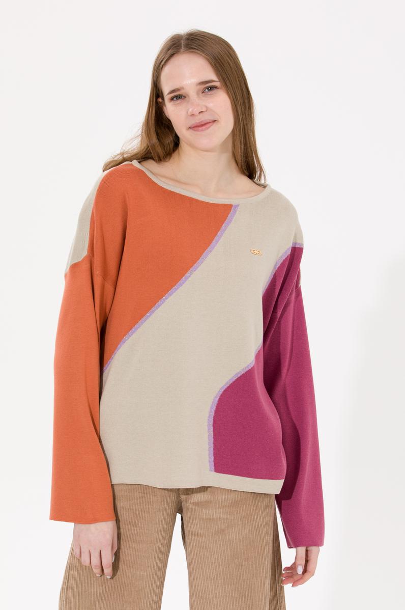 Kadın Taş Melanj Bisiklet Yaka Kazak