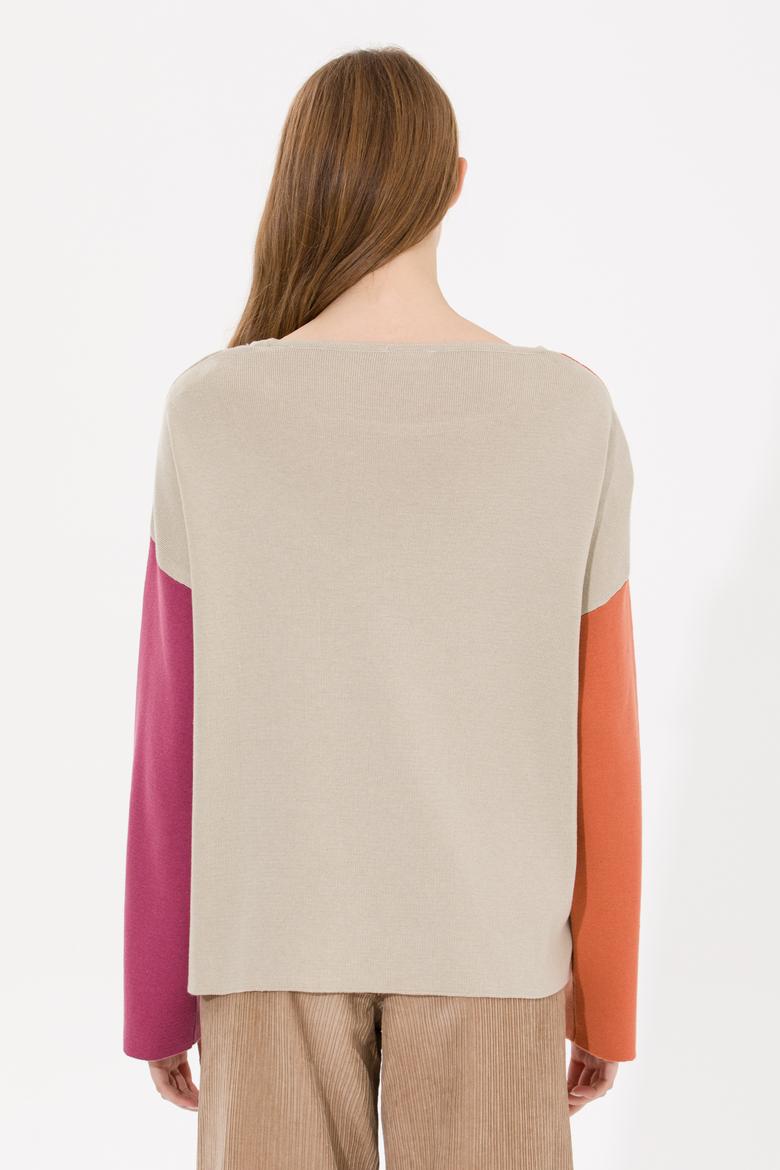 Kadın Taş Melanj Bisiklet Yaka Kazak - 50256632012