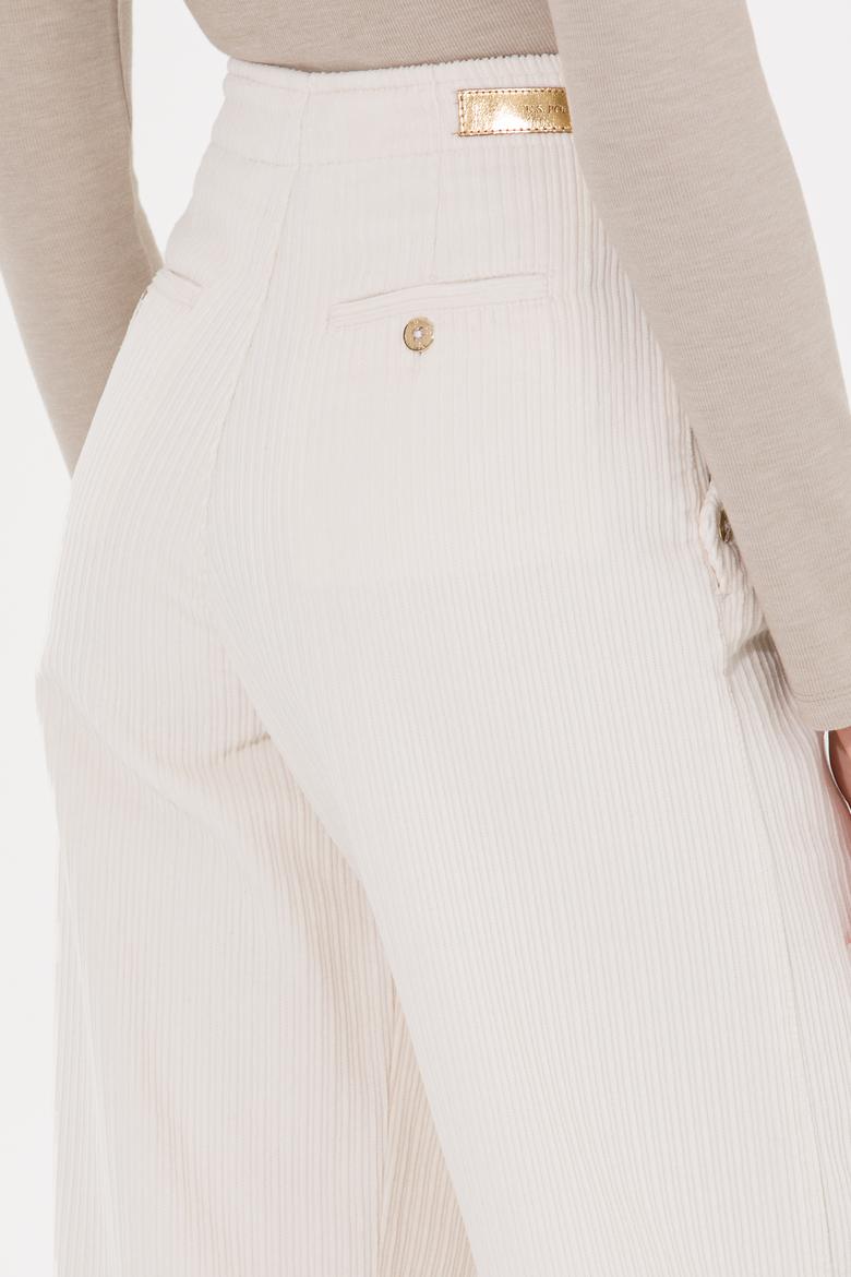 Kadın Krem Flare Cropped Fit Pantolon - 50253031005