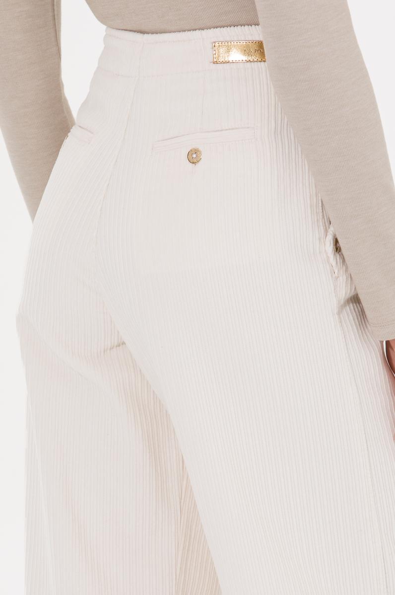 Kadın Krem Flare Cropped Fit Pantolon