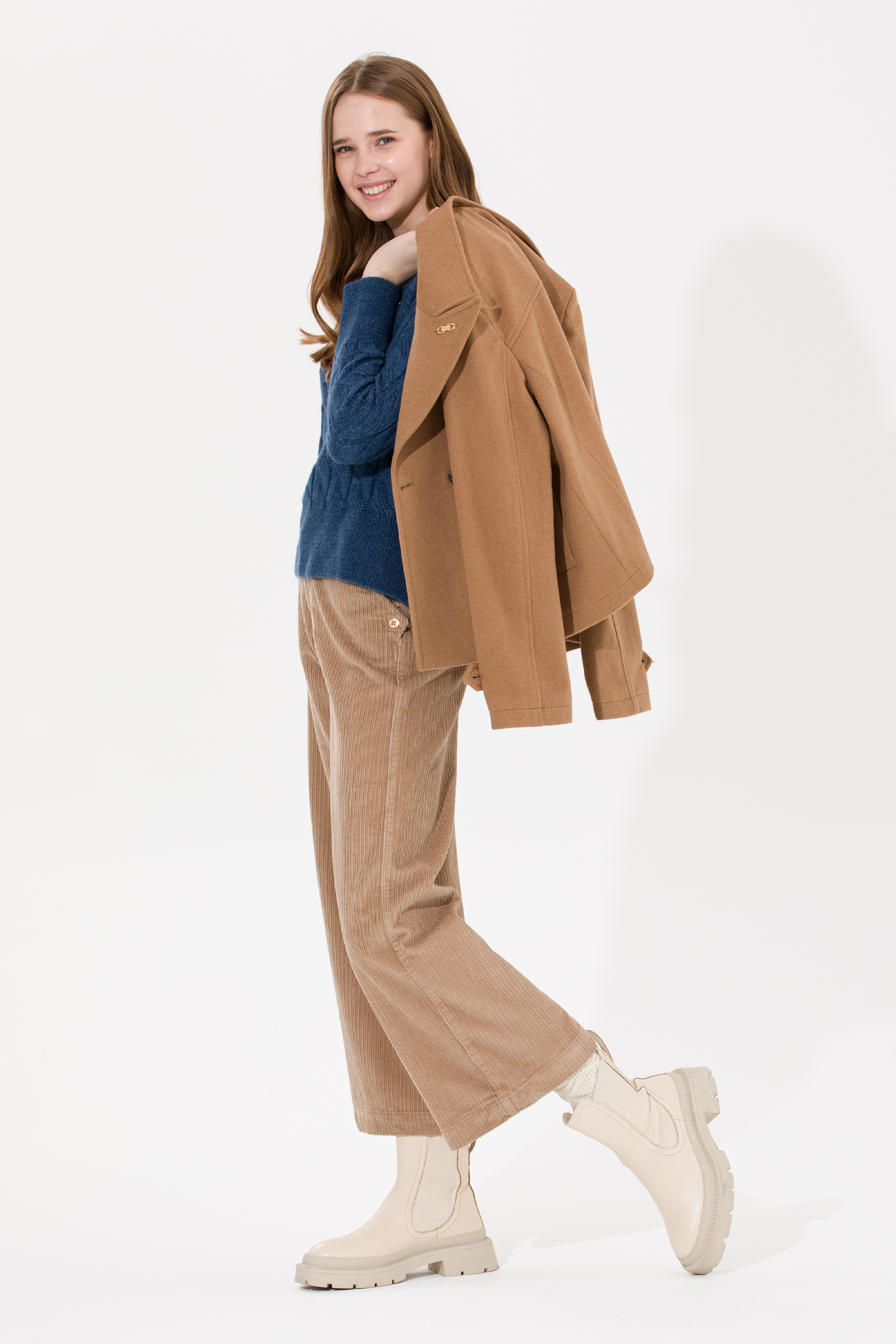 Kadın Camel Flare Cropped Pantolon