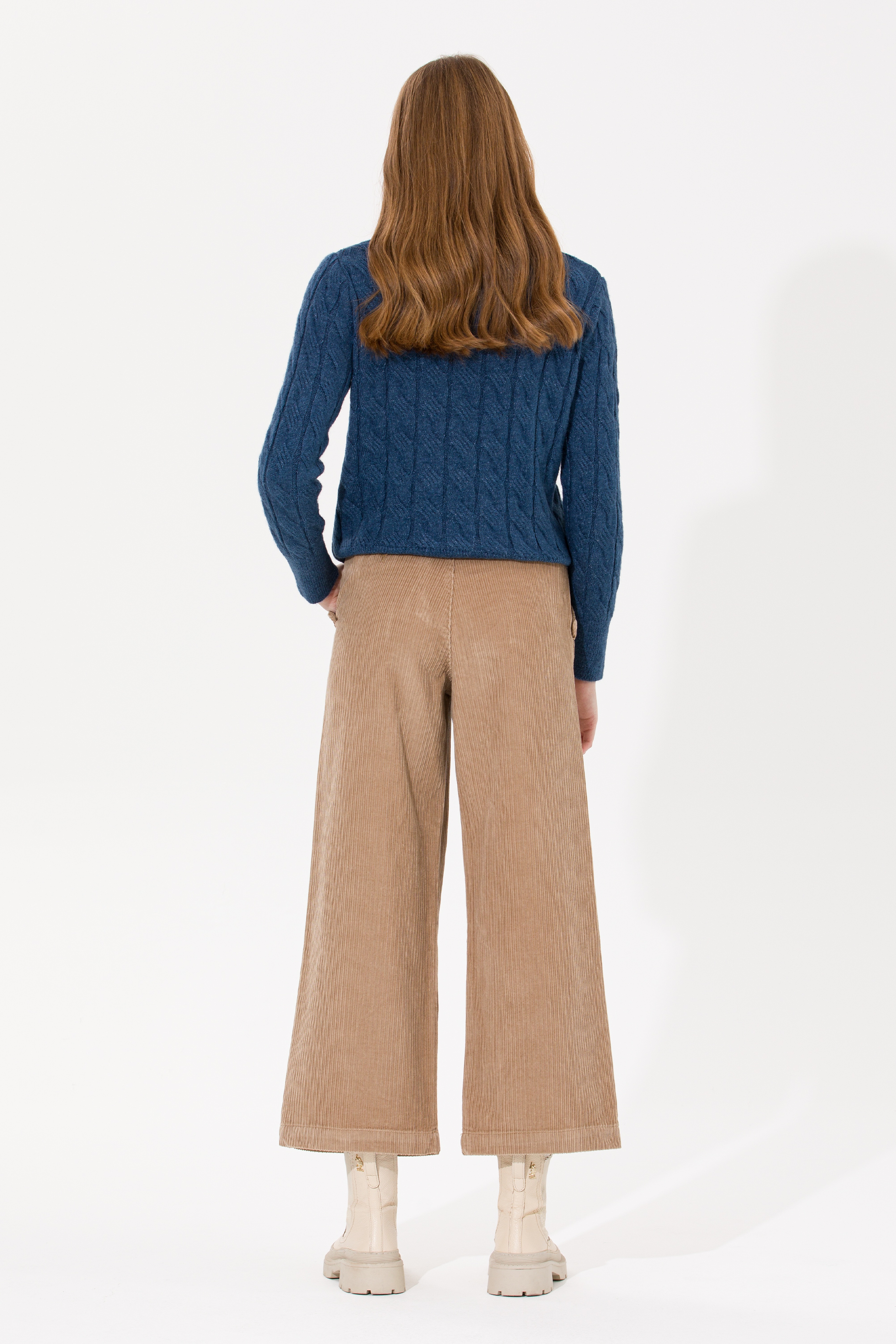 Kadın Camel Flare Cropped Pantolon - Image 4