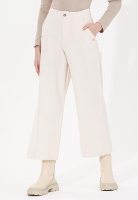 Kadın Krem Flare Cropped Fit Pantolon - 50253031005