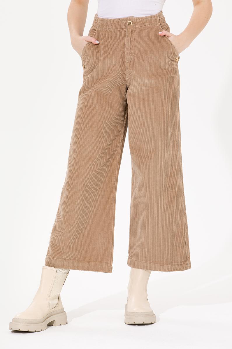 Kadın Camel Flare Cropped Pantolon