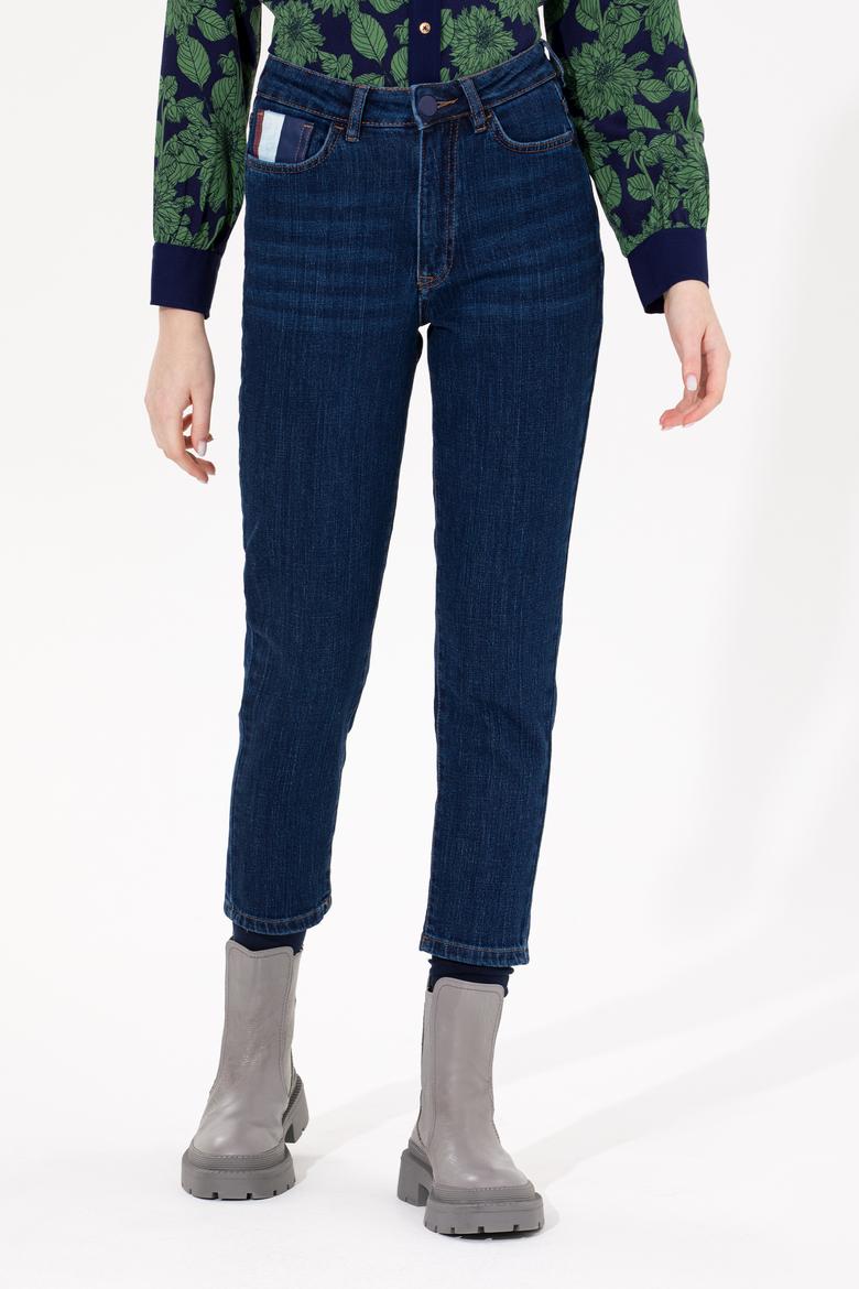 Kadın Koyu Mavi Jean Pantolon - 50255539010