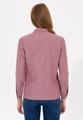 Kadın Bordo Uzun Kollu Basic Gömlek - 50261431042