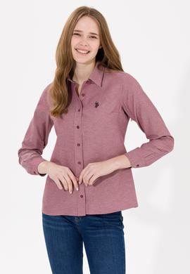 Kadın Bordo Uzun Kollu Basic Gömlek - 50261431042