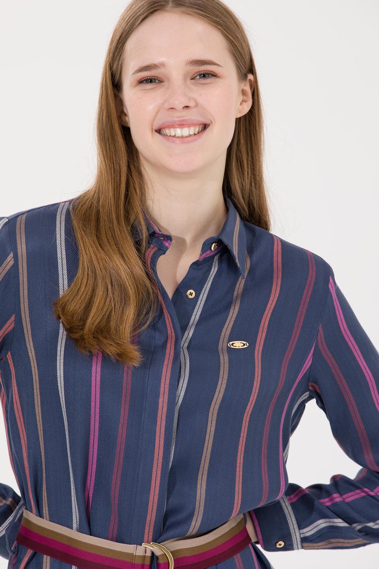 Kadın Lacivert Dokuma Elbise - 50256635011