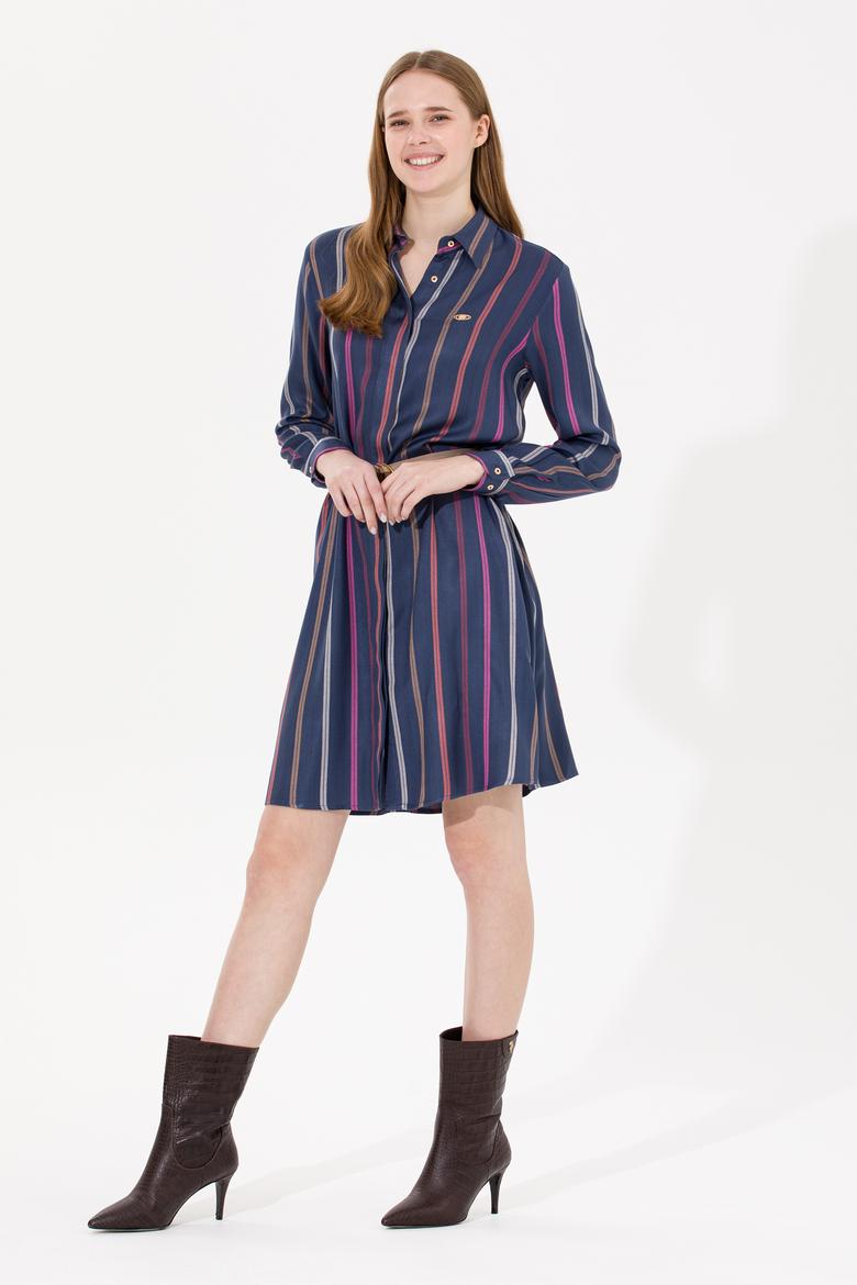 Kadın Lacivert Dokuma Elbise - 50256635011