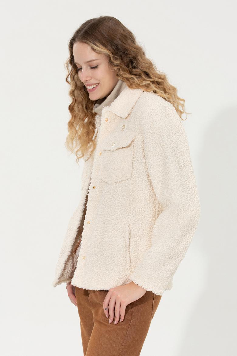 Kadın Ekru Deri Ceket - 50259013007