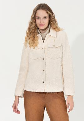 Kadın Ekru Deri Ceket - 50259013007