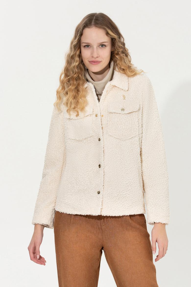 Kadın Ekru Deri Ceket - 50259013007