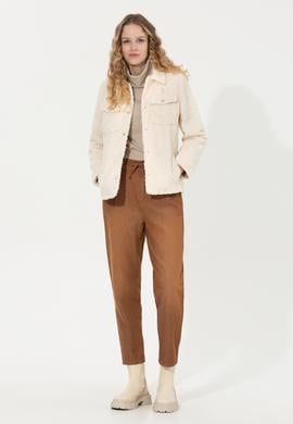 Kadın Ekru Deri Ceket - 50259013007