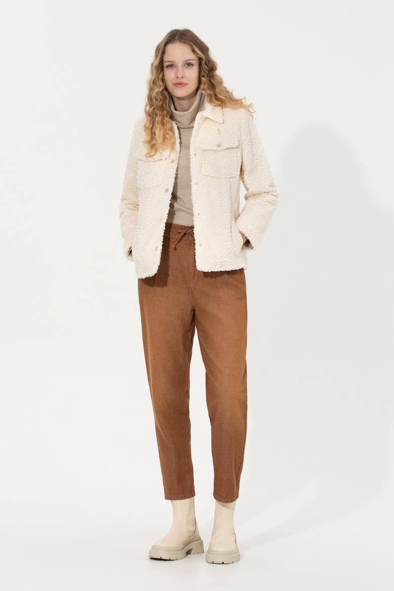 Kadın Ekru Deri Ceket - 50259013007