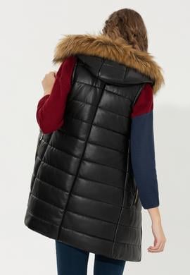 Kadın Siyah Deri Ceket - 50260468001