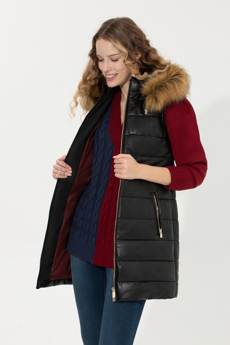 Kadın Siyah Deri Ceket - 50260468001