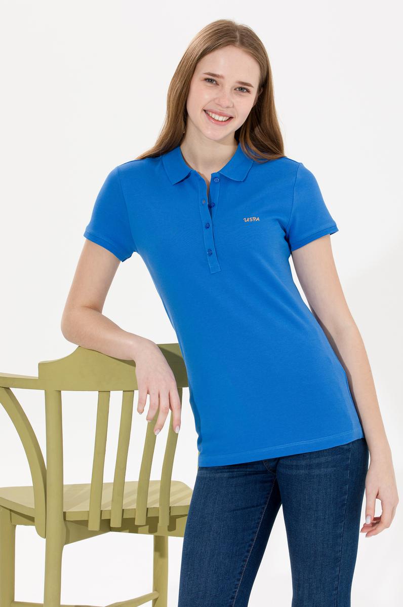 Kadın Saks Basic Polo Yaka Tişört