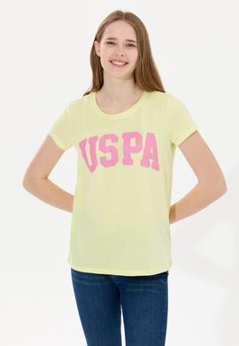 Kadın Açık Sarı Bisiklet Yaka Tişört - 50269557064