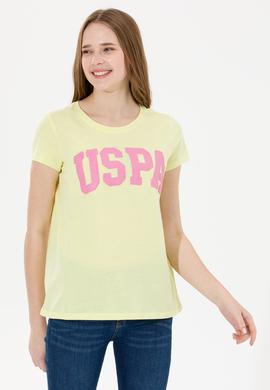 Kadın Açık Sarı Bisiklet Yaka Tişört - 50269557064