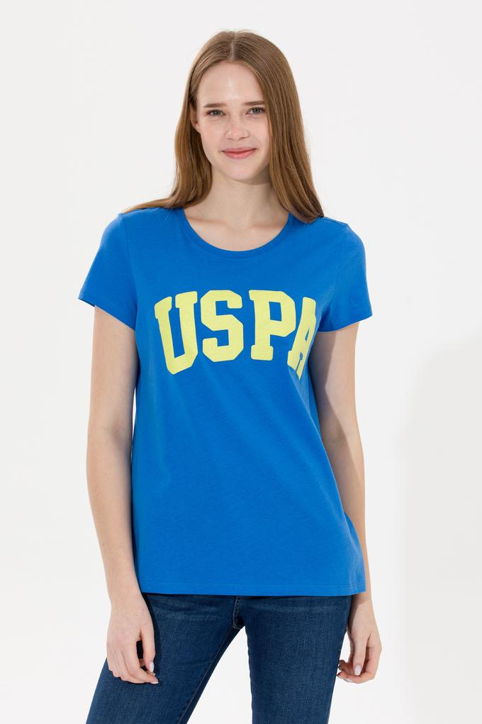 Kadın Saks Bisiklet Yaka Tişört